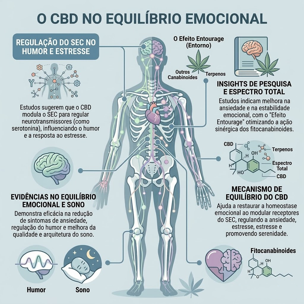 O CBD no Equilíbrio Emocional — Infográfico